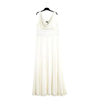 Pre-owned Giorgio Armani Emporio Armani 2006 Robe Longue Fr42 Ecru Silk Maxi Dress Uk14 Us12 Never Worn In Brown