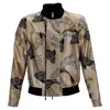 Giorgio Armani Emporio Armani Koi Print Bomber Jacket In Gold Silk In Gold