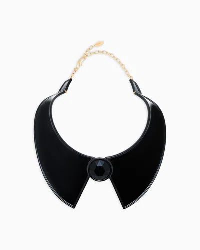 Giorgio Armani Enamelled Brass Choker Necklace In Black