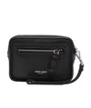 Giorgio Armani Engraved-logo Leather Tote In Black