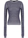 Giorgio Armani Shiny Viscose Knit Top In Blue