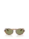 Giorgio Armani Oval Frame Sunglasses In Striped Honey