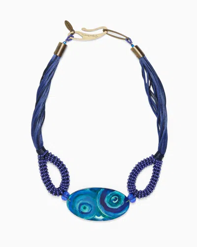 Giorgio Armani Fabric Choker Necklace With Glass Elements In Blue