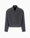 Giorgio Armani Faded Lyocell Canvas Blouson In Black