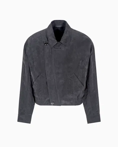 Giorgio Armani Faded Lyocell Canvas Blouson In Black