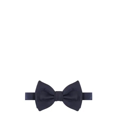 Giorgio Armani Faille Silk Bow Tie In Blue