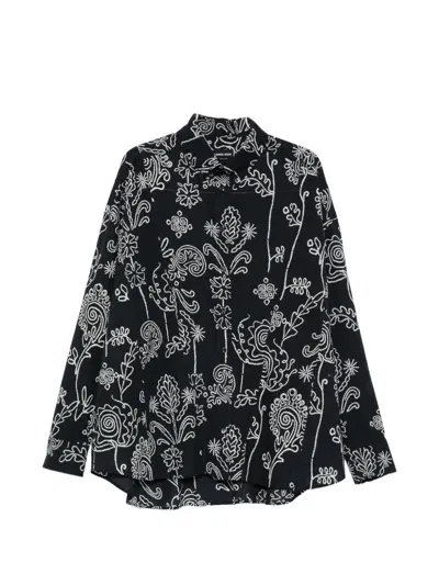 Giorgio Armani Fancy Printed Shirt Jacket In Black