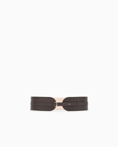 Giorgio Armani Fashion Belt In Polished Leather In Brown