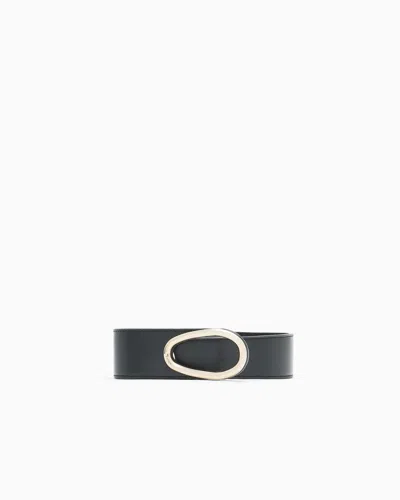 Giorgio Armani Fashion Belt In Polished Leather In Gray