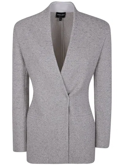 Giorgio Armani Fin 14 Woven Stitch Jacket In Grey