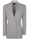 Giorgio Armani Woven Point Lapel Jacket In Grey