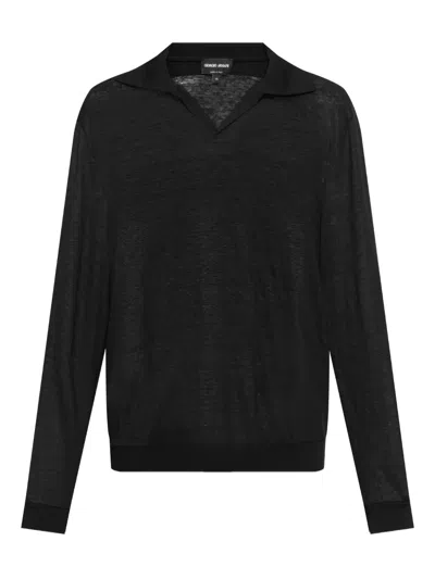 Giorgio Armani Fine-knit T-shirt In Black