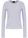 Giorgio Armani Cupro And Viscose Blend Crew-neck Jumper In Blue