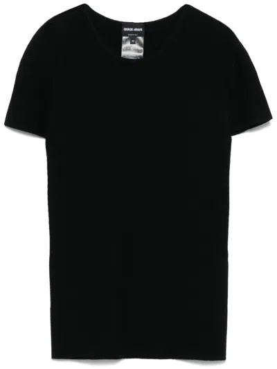 Giorgio Armani Fine-ribbed T-shirt In Black