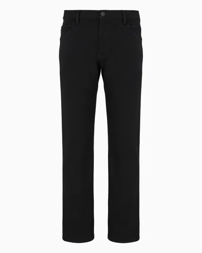 Giorgio Armani Five-pocket, Regular-fit, Stretch-cotton Denim Trousers In Black