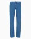 Giorgio Armani Five-pocket, Slim-fit, Stretch Cotton-denim Trousers In Blue