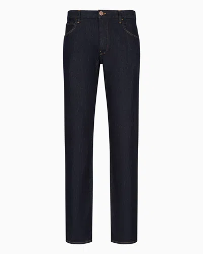 Giorgio Armani Five-pocket, Regular Fit, Stretch Cotton-denim Trousers In Blue