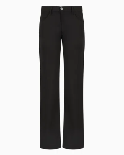 Giorgio Armani Five-pocket, Regular-fit, Virgin-wool Trousers In Black