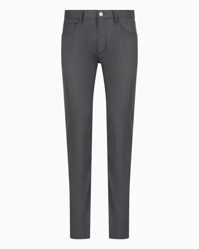 Giorgio Armani Five-pocket, Regular-fit, Virgin-wool Trousers In Grey