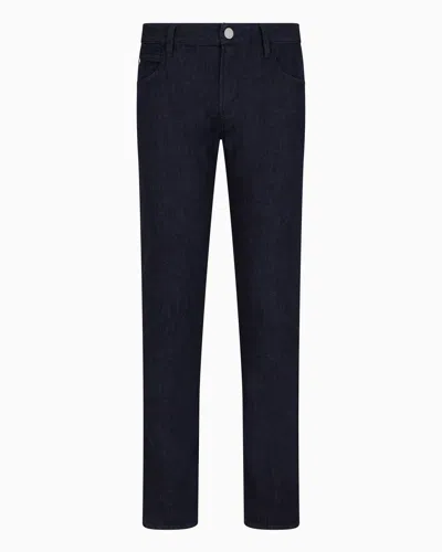 Giorgio Armani Five-pocket, Slim-fit, Stretch Cotton-denim Trousers In Black