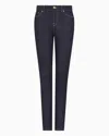 Giorgio Armani Five-pocket, Slim-fit, Stretch Cotton-denim Trousers In Navy_blue