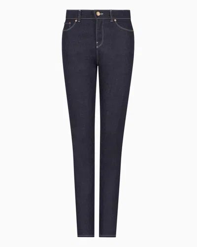 Giorgio Armani Five-pocket, Slim-fit, Stretch Cotton-denim Trousers In Navy_blue