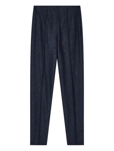 Giorgio Armani Flannel Tailored Trousers In Blue