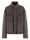 Giorgio Armani Flap-pocket Cashmere-blend Jacket In Brown