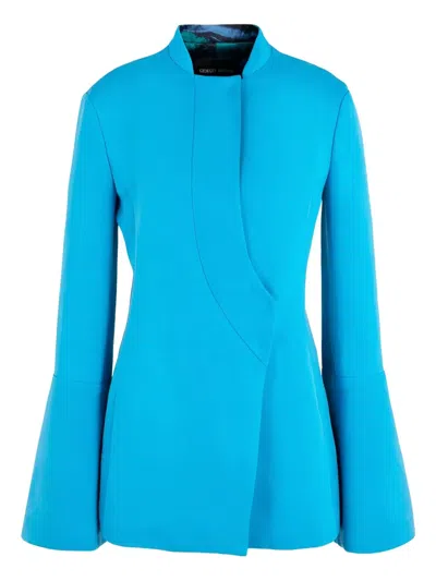 Giorgio Armani Flared-sleeve Fitted Jacket In Blue