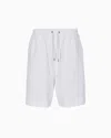 Giorgio Armani Flat Front Bermuda Shorts Made Of Lyocell Canvas And Cotton In White