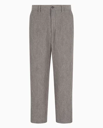 GIORGIO ARMANI FLAT-FRONT TROUSERS IN A VISCOSE AND WOOL-BLEND JACQUARD