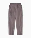 Giorgio Armani Flat-front Trousers In Faded Lyocell Canvas In Brown