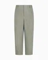 Giorgio Armani Flat-front Trousers In Iridescent Linen Twill In Gray