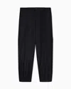 Giorgio Armani Flat-front Trousers In Lightweight Wool Cloth In Black