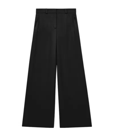 Giorgio Armani Flat Front Trousers In Silk Cady With A Hidden Side Pleat In Black