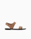 Giorgio Armani Flat Leather Sandals In Beige