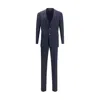 Giorgio Armani Soho Line Single-breasted Suit In A Chambray-effect Wool And Silk In Blue