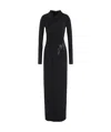 Giorgio Armani Official Store Asv Long Dress In Stretch Viscose Jersey With Rhinestones In Black