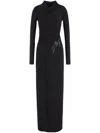 Giorgio Armani Official Store Asv Long Dress In Stretch Viscose Jersey With Rhinestones In Black