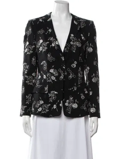 Pre-owned Giorgio Armani Floral Print Blazer In Black