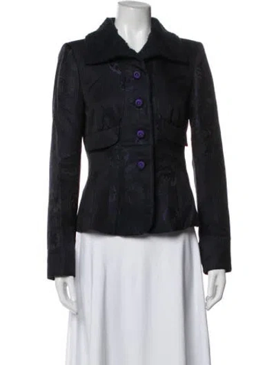Pre-owned Giorgio Armani Floral Print Blazer In Black