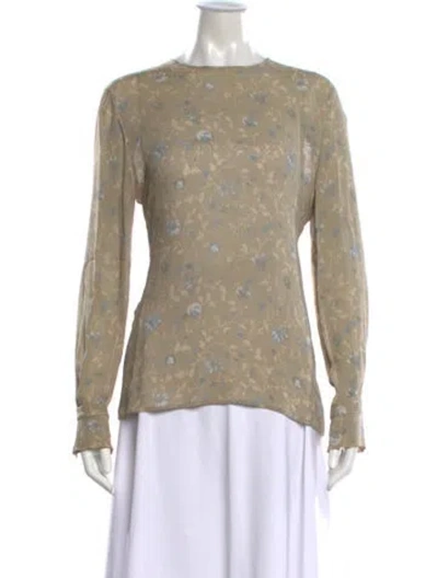 Pre-owned Giorgio Armani Floral Print Crew Neck Blouse In Neutral