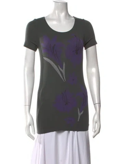 Pre-owned Giorgio Armani Floral Print Crew Neck T-shirt In Grey