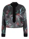 Giorgio Armani Floral-print Cropped Jacket In Multi