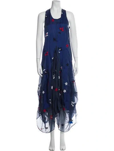 Pre-owned Giorgio Armani Floral Print Long Dress In Blue