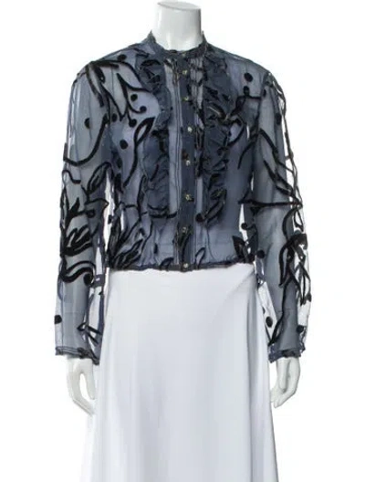 Pre-owned Giorgio Armani Floral Print Long Sleeve Blouse In Multi