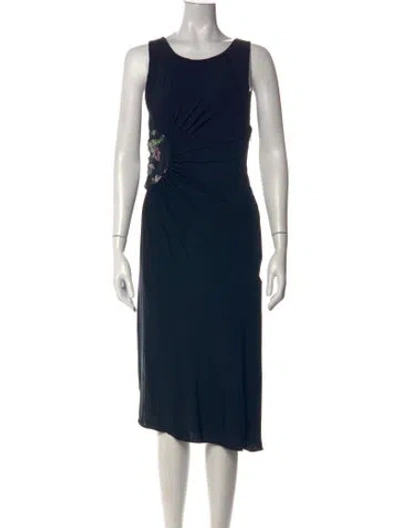 Pre-owned Giorgio Armani Floral Print Midi Length Dress In Blue