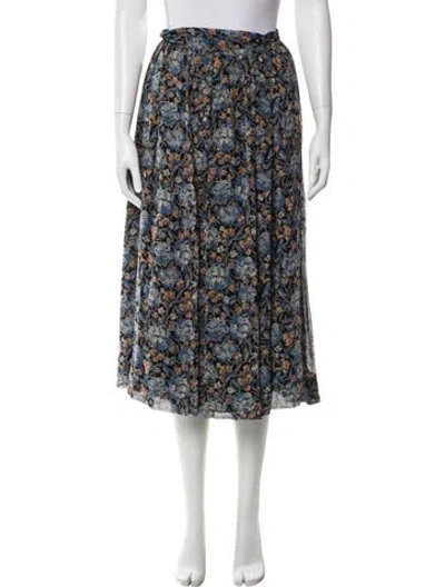 Pre-owned Giorgio Armani Floral Print Midi Length Skirt In Blue