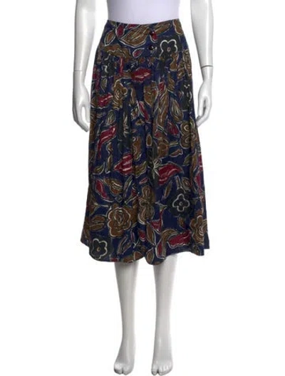Pre-owned Giorgio Armani Floral Print Midi Length Skirt In Blue