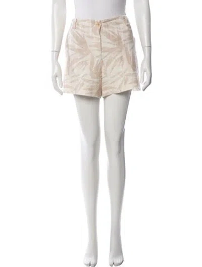 Pre-owned Giorgio Armani Floral Print Mini Shorts In Neutrals